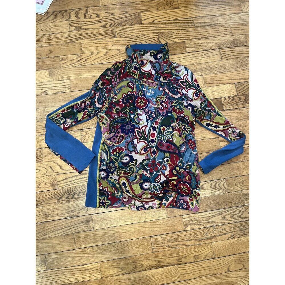 Aldo Martins, Mock T-Neck 4921 Paisley Front/Blue Back with Stretch US SIZE L